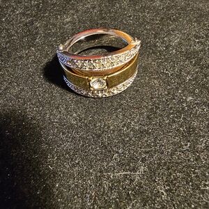 Elegant Gold OR Silver Reversable Ring with CZ's accents.